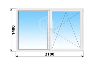 Двухстворчатое пластиковое окно 2100x1400 Г-ПО