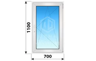 Поворотно-откидное пластиковое окно 700x1100