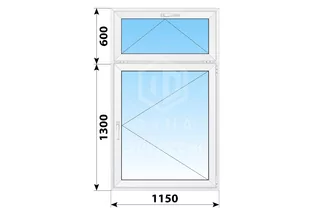 Одностворчатое пластиковое окно с откидной фрамугой 1150x1900 П